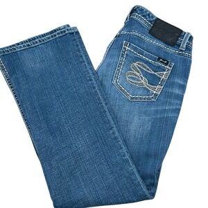 Seven 7 Jeans Bootcut Wms 16 Western Thick Stitch Cowgirl Stone Wash 34x31